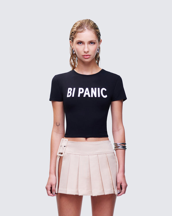 Finesse Meera Black Slogan Baby Tee