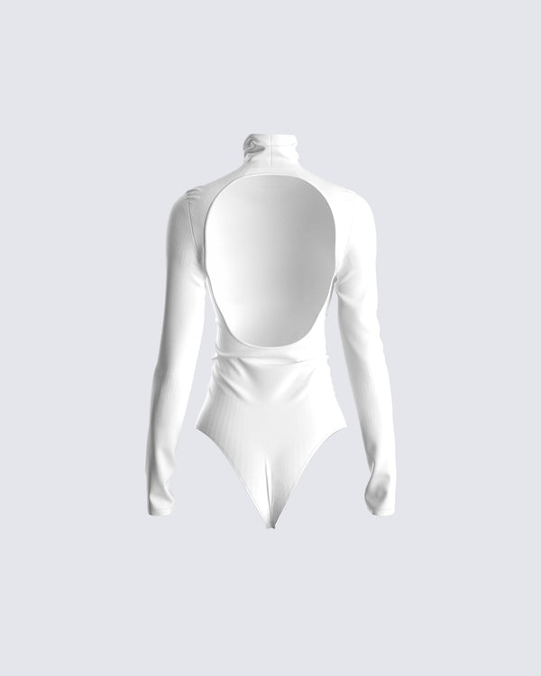 Finesse Meghan White Backless Bodysuit