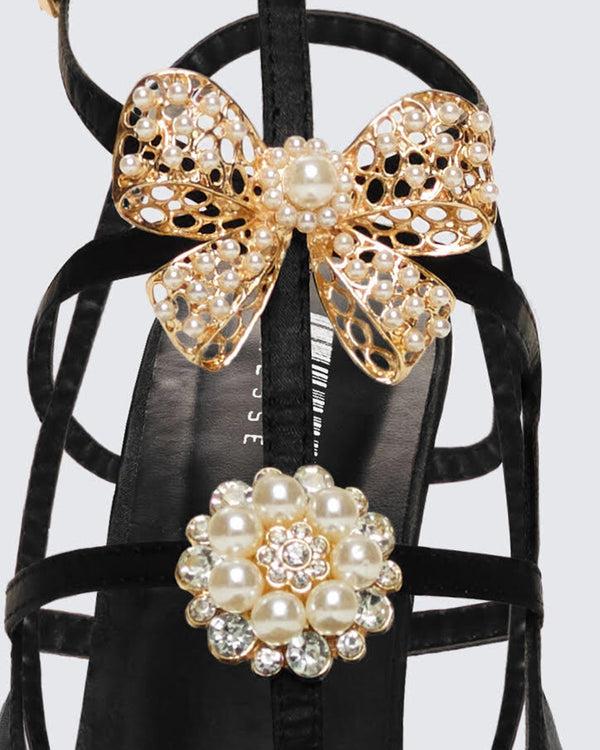 Finesse Melba Black Jewel Bow Pumps