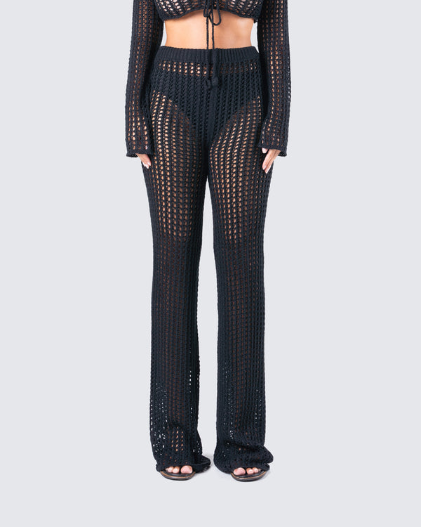 Finesse Melissa Black Crochet Pant
