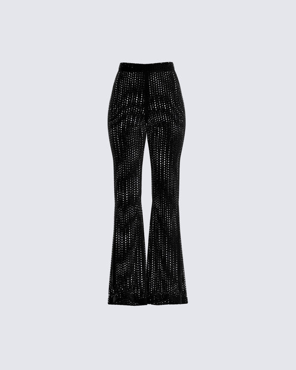 finesse Melissa Black Crochet Pant