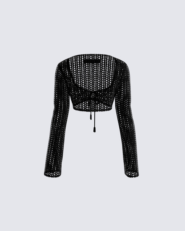 Finesse Melissa Black Crochet Top