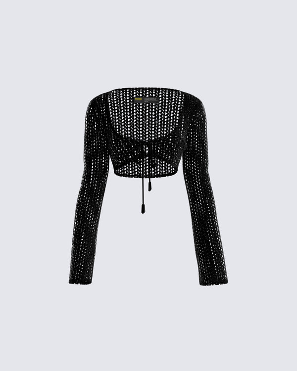 finesse Melissa Black Crochet Top