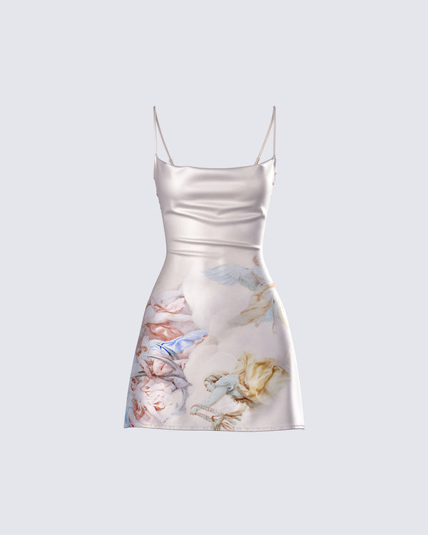 finesse Melody Renaissance Print Mini Dress