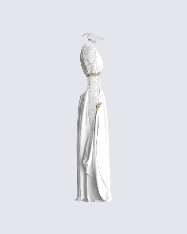 Finesse Melora White Maxi Dress & Collar