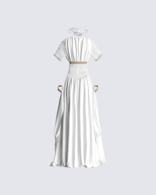 Finesse Melora White Maxi Dress & Collar