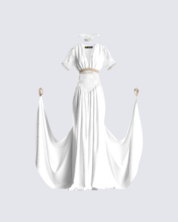 Finesse Melora White Maxi Dress & Collar