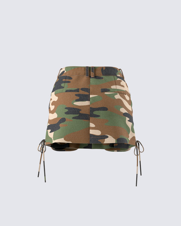 Finesse Merida Camo Zip Pocket Mini Skirt