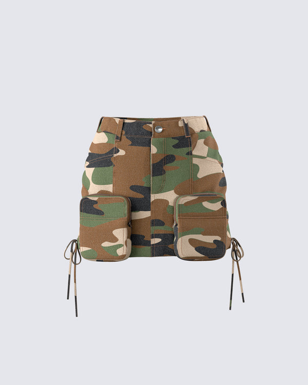 finesse Merida Camo Zip Pocket Mini Skirt