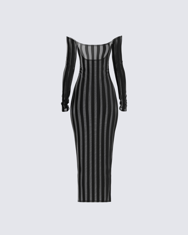 Finesse Meritt Black Stripe Midi Dress