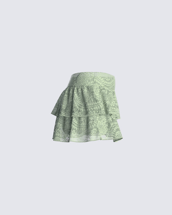 Finesse Mia Sage Stretch Lace Skirt