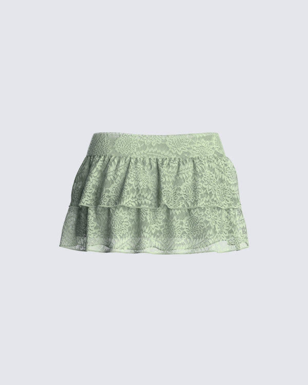 Finesse Mia Sage Stretch Lace Skirt