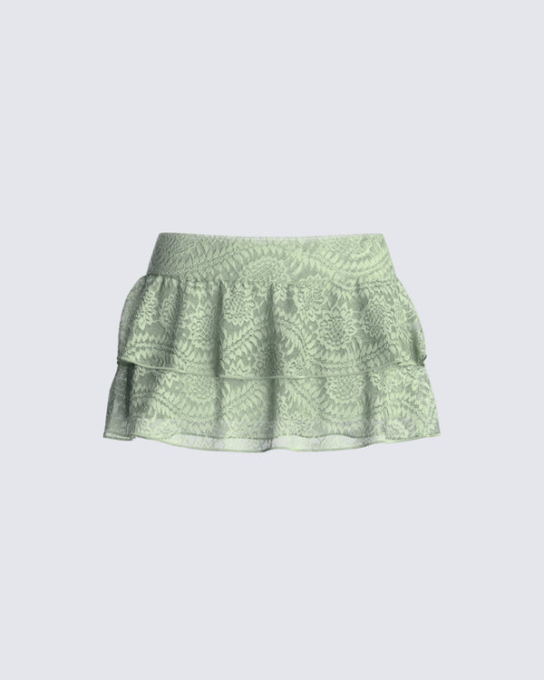 finesse Mia Sage Stretch Lace Skirt