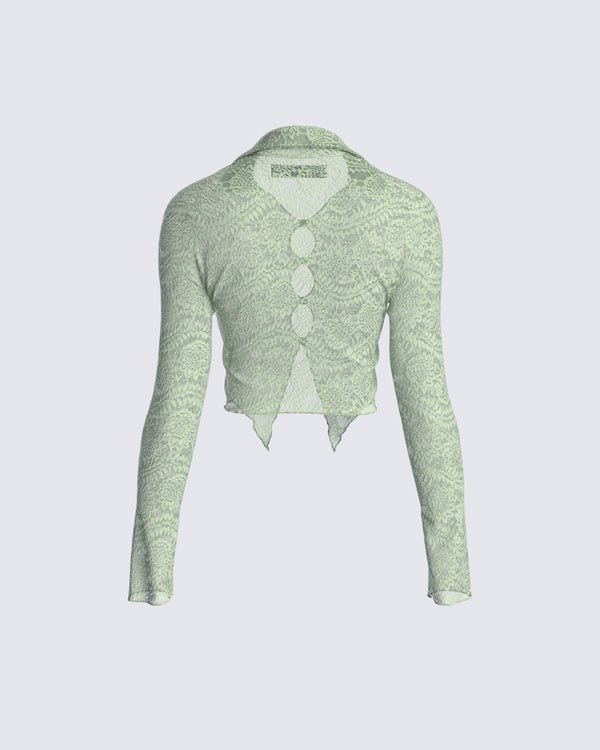 Finesse Mia Sage Stretch Lace Top
