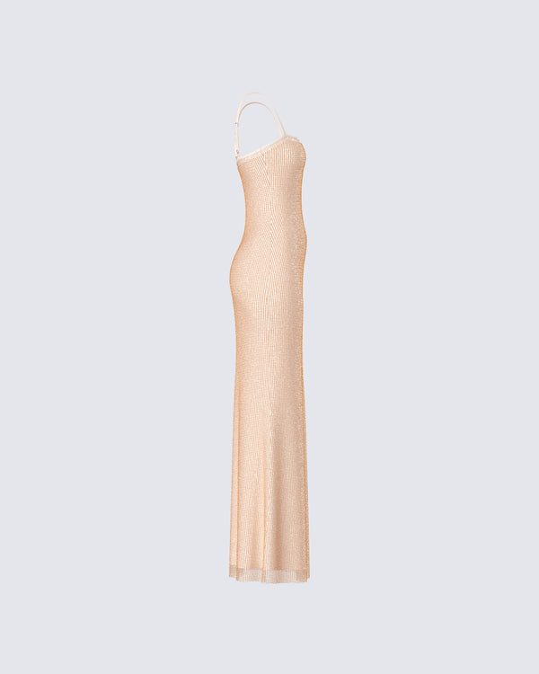 Finesse Michal Gold Sequin Maxi Dress