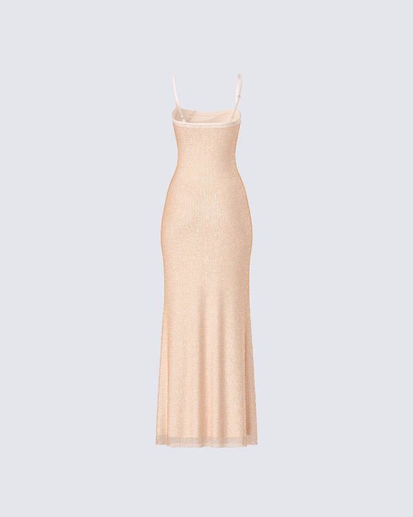 Finesse Michal Gold Sequin Maxi Dress