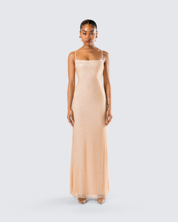 Finesse Michal Gold Sequin Maxi Dress