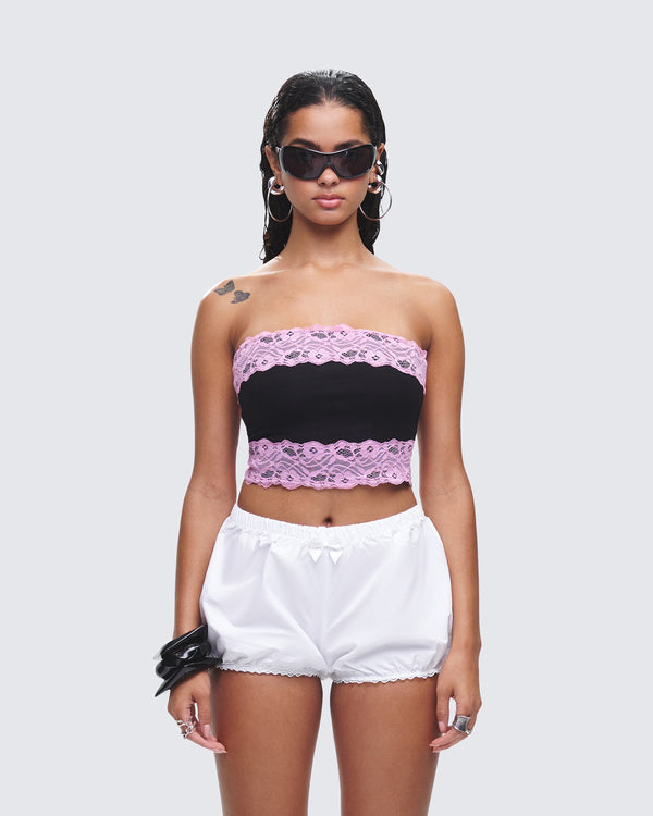 Finesse Michele Black Lace Trim Top