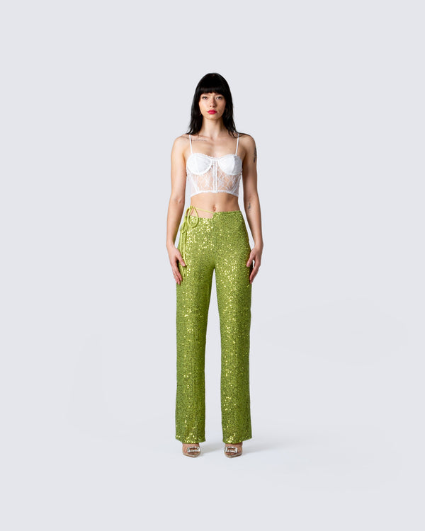 Finesse Mila Lime Sequin Pant