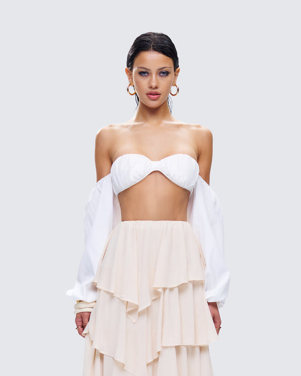 Finesse Milly White Poplin Bra Top