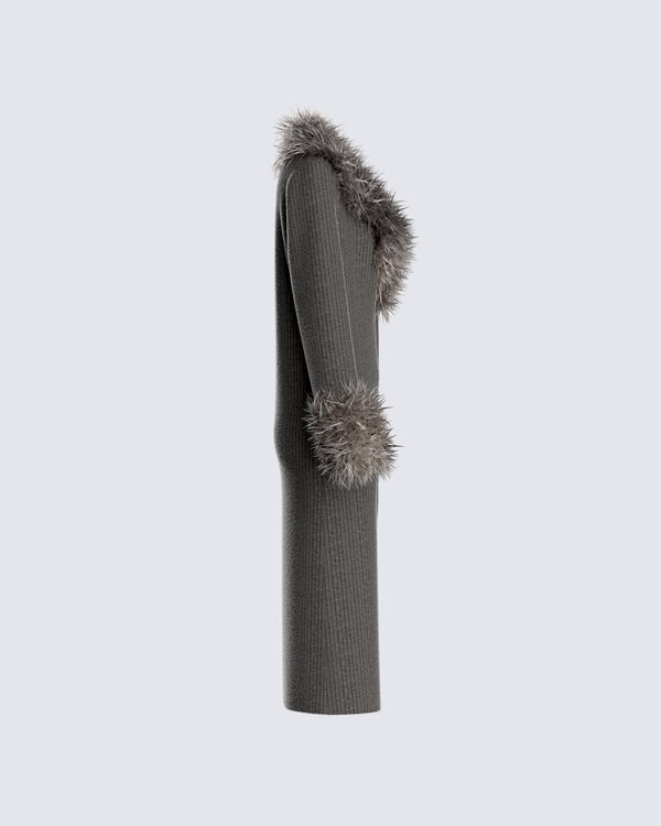 Finesse Milo Charcoal Midi Cardigan