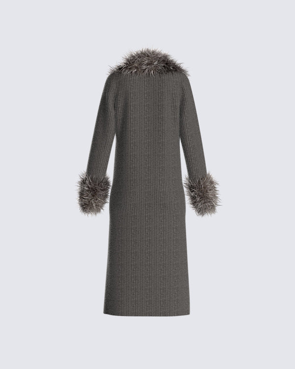 Finesse Milo Charcoal Midi Cardigan