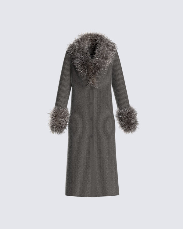 finesse Milo Charcoal Midi Cardigan