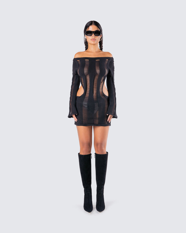 Finesse Mindy Black Mini Dress