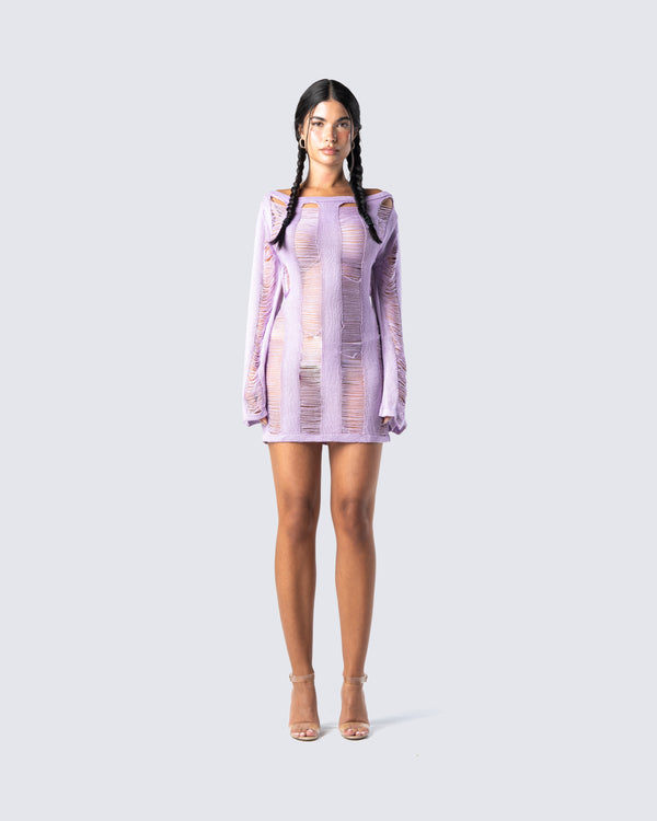 Finesse Mindy Lavender Mini Dress