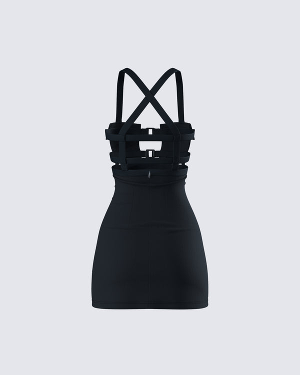 Finesse Miranda Black Ponte Mini Dress