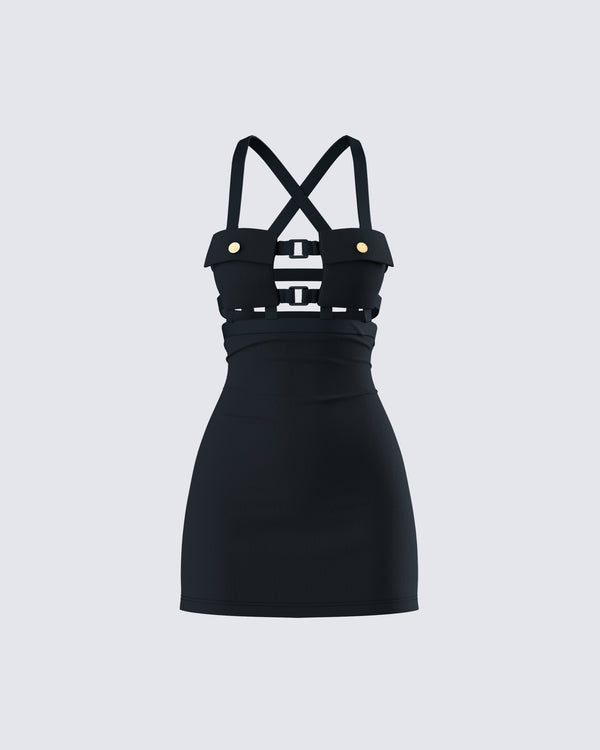 finesse Miranda Black Ponte Mini Dress