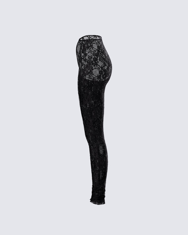 Finesse Miriam Black Lace Fitted Legging
