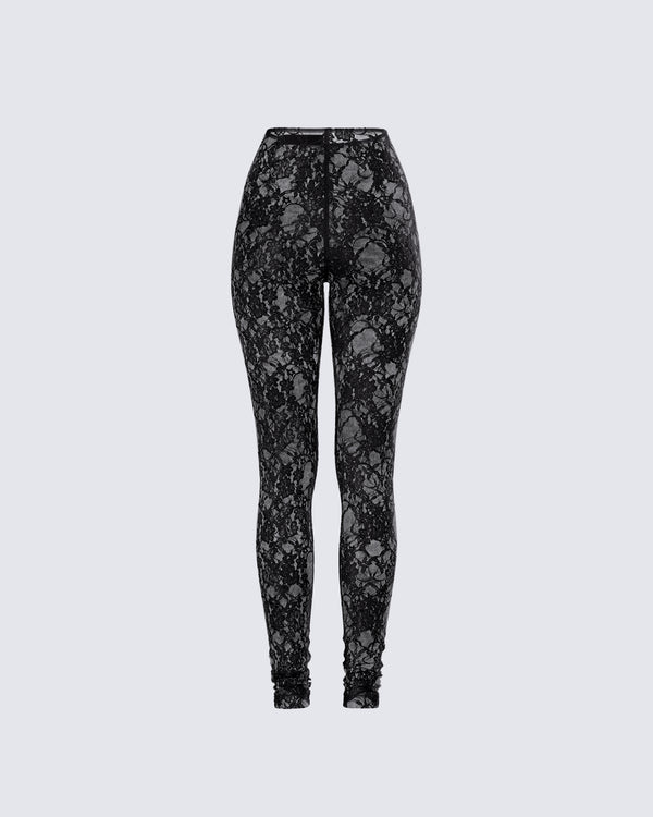 Finesse Miriam Black Lace Fitted Legging