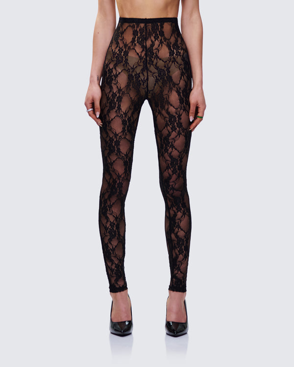 Finesse Miriam Black Lace Fitted Legging