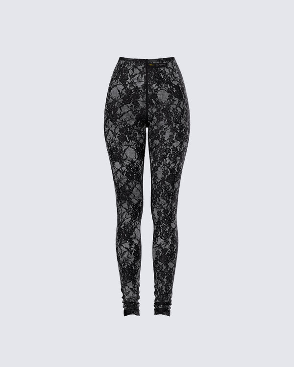 finesse Miriam Black Lace Fitted Legging
