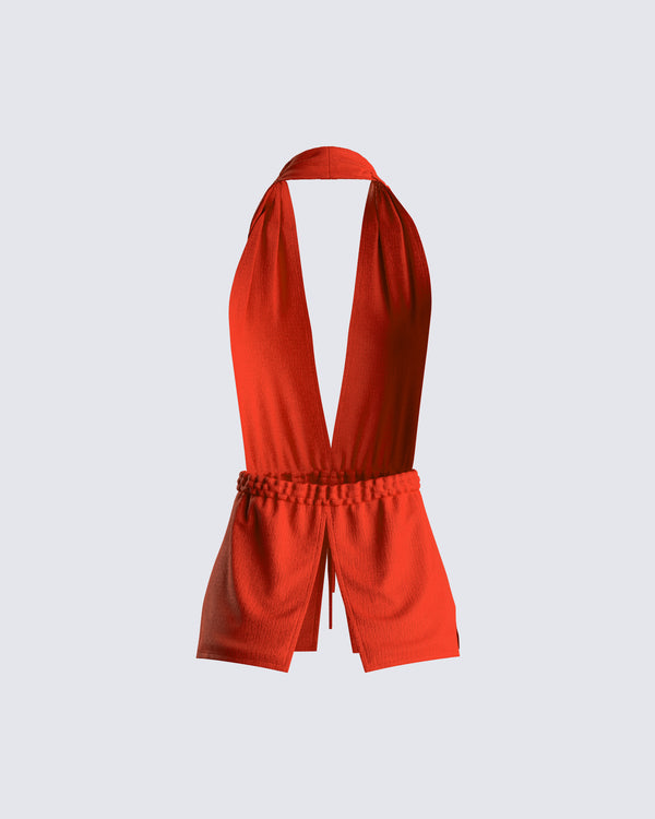 Finesse Miriam Red Knit Halter Top