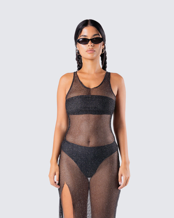 Finesse Mirla Black Jersey Bandeau Top