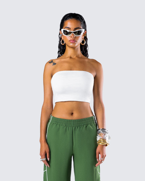 Finesse Mirla White Jersey Bandeau Top