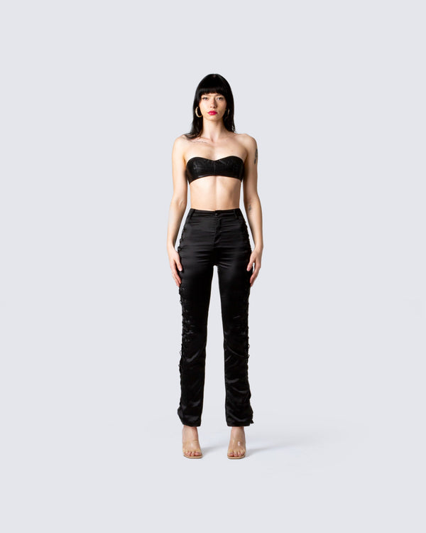 Finesse Mischa Black Vegan Leather Top