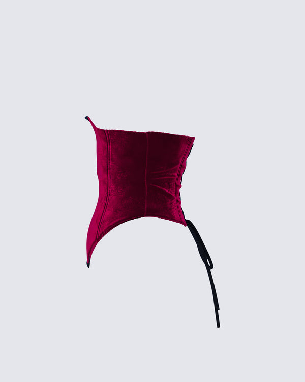 Finesse Moira Burgundy Velvet Corset Top