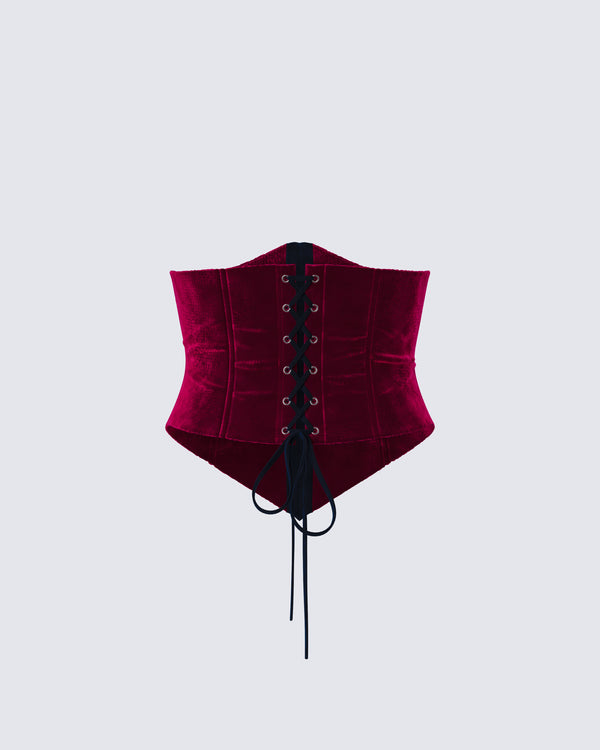 Finesse Moira Burgundy Velvet Corset Top