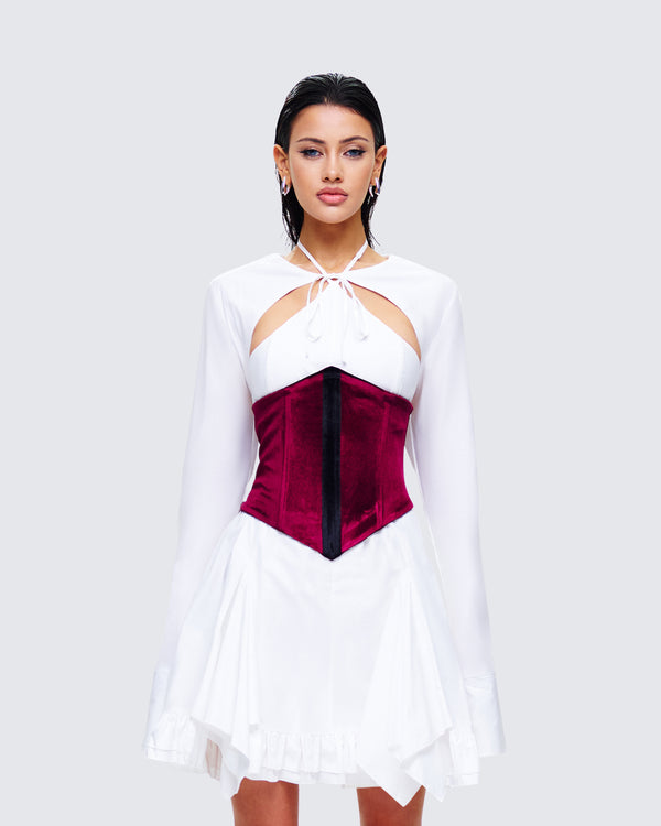 Finesse Moira Burgundy Velvet Corset Top