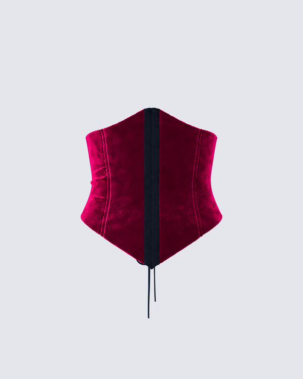 finesse Moira Burgundy Velvet Corset Top