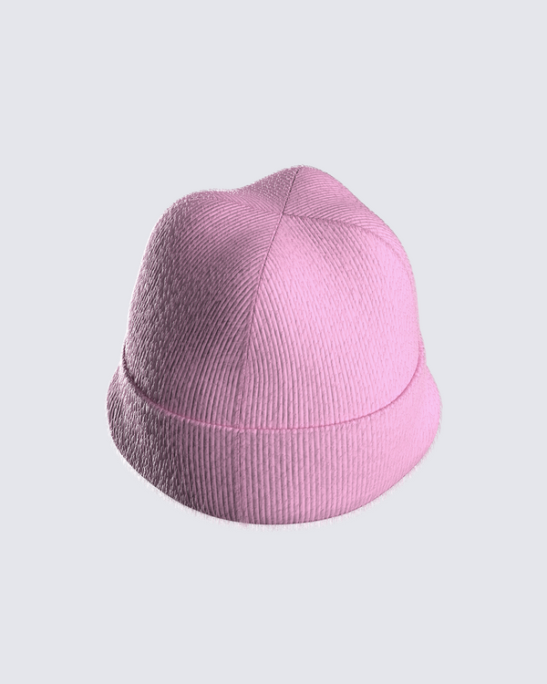 Finesse Molly Pink Ribbed Beanie