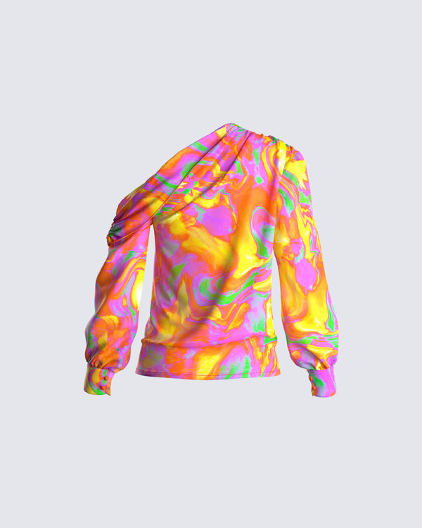 Finesse Monica Abstract Print Draped Top