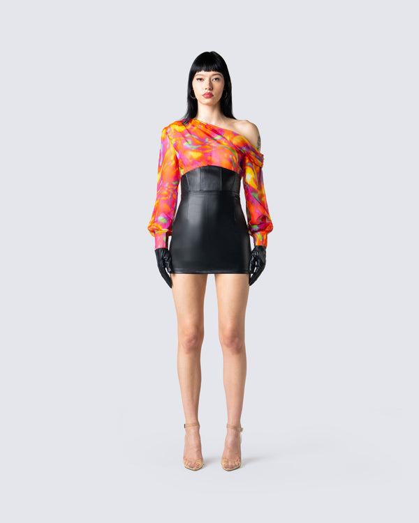 Finesse Monica Abstract Print Draped Top
