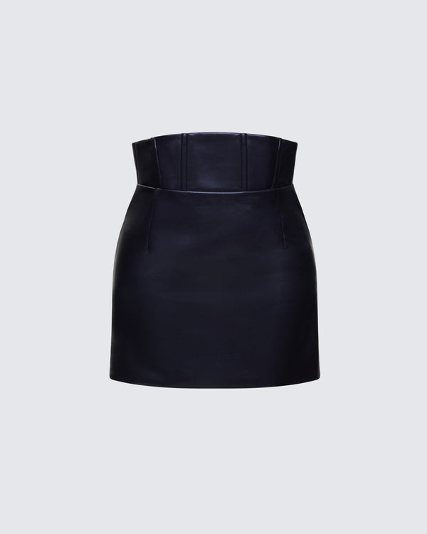 finesse Monica Black Vegan Leather Skirt