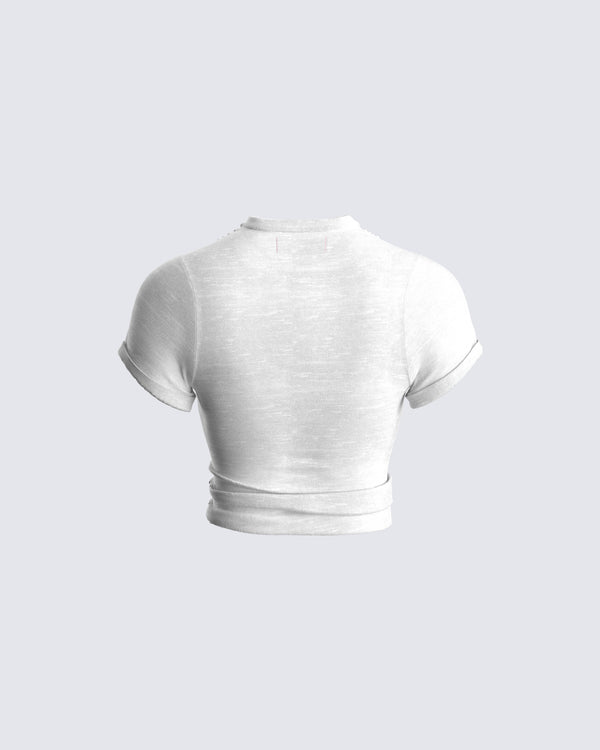 Finesse Monte White Jersey Graphic Top