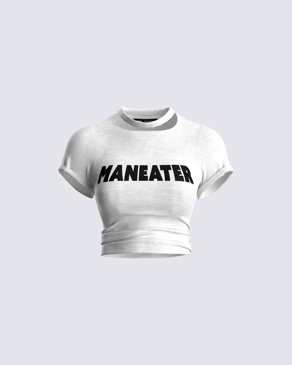 finesse Monte White Jersey Graphic Top
