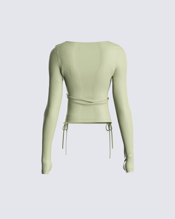 Finesse Morgan Green Long Sleeve Top